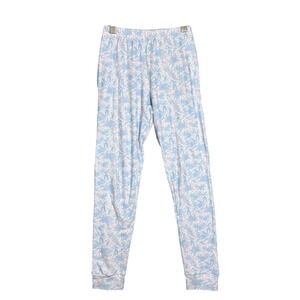 Dondolo Womens Pima Cotton Pajama Pants Blue Pink Floral Bunny Joggers XS Easter